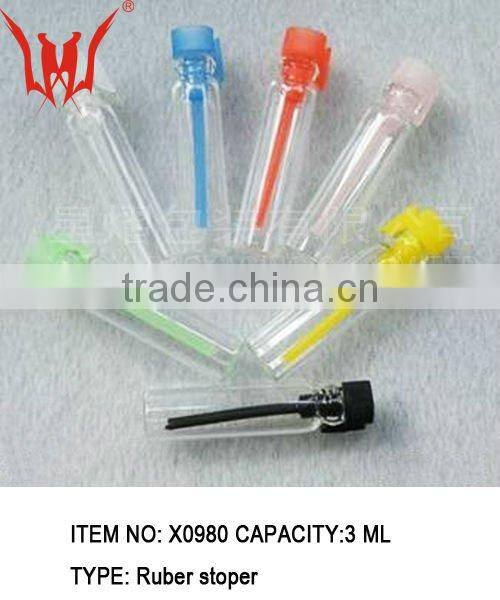 3ml perfume sampling vial,clear perfume samplig vial,sample perfume vial with colored stopper