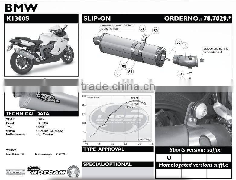 For BMW K1300S/ R 2009- Motorcycle Exhaust Pipe LASER HotCam DS slip-on muffler