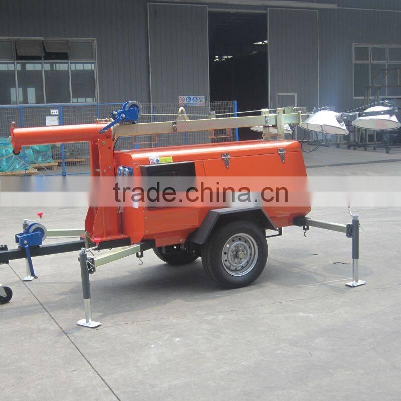 Water cooled diesel trailer light tower generator 7KVA