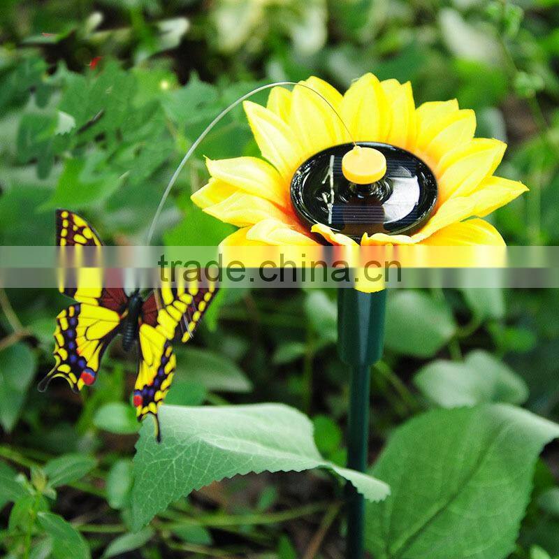 solar fluttering butterfly with sunflower flying butterfly sunflower fluttering butterfly garden decoration solar butterfly