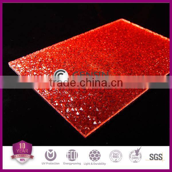 Polycarbonate Particle Solid Sheets Textured Embossed Surface Impact Resistance 100% Virgin GE PC Resin UV Coating Layer