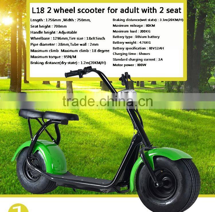 Leadway 60v 800w harley electric scooter e-scooter citycoco with handle bar(L16-08a)