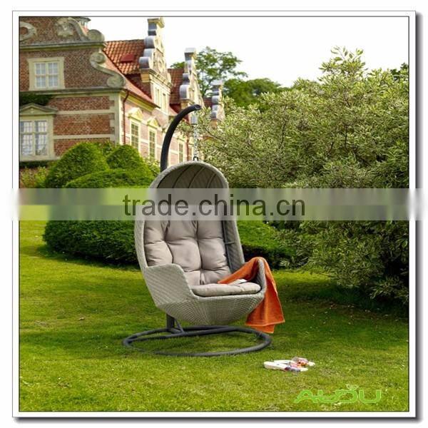 Audu Grey Rattan Outdoor Swing Chair Bed