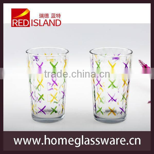 glass manufactory supply hand painted glass cup, tall glass tumbler, beer glass