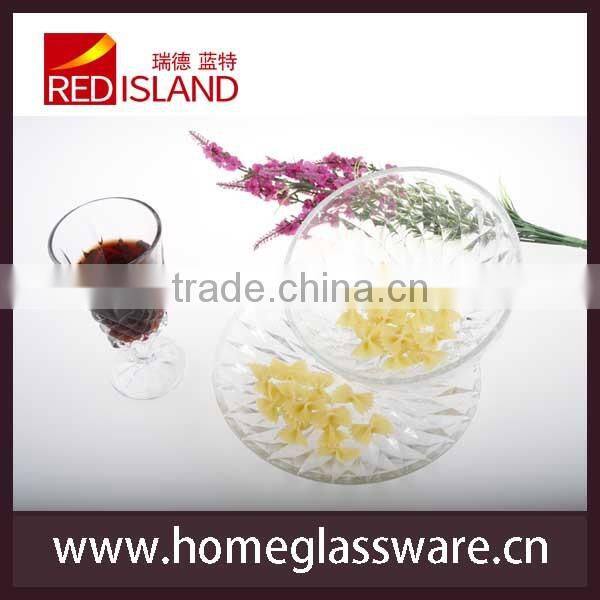 set of 3 pcs diamond glass plate set glass dish glass soup bowl