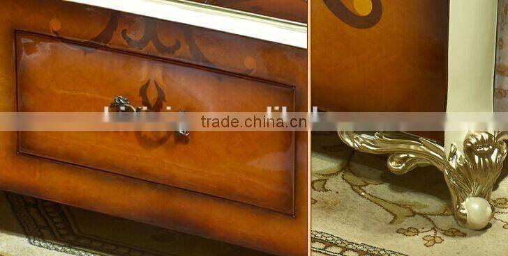 European Style Coffee Table, Parquet Pattern Wood Carved Coffee Table, Living Room Sofa Matching Coffee Table (BF01-ML047)