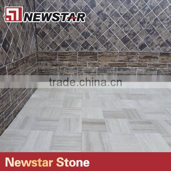 Newstar Cheap Wooden White Straight Vein Marble For Floor Wall Tile USA