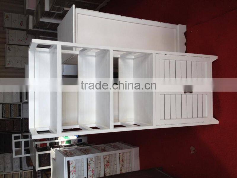 Shabby Chic Vintage Antique Wicker Basket Drawers Wooden Cabinet