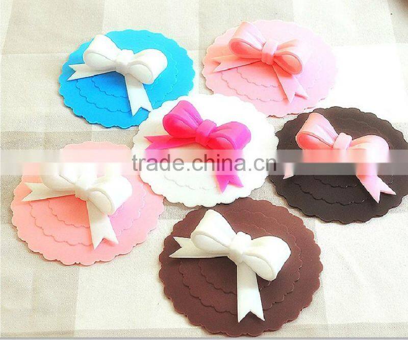 ctreative ribbon shape silicone cup cover cartoon coffee and tea cup lid