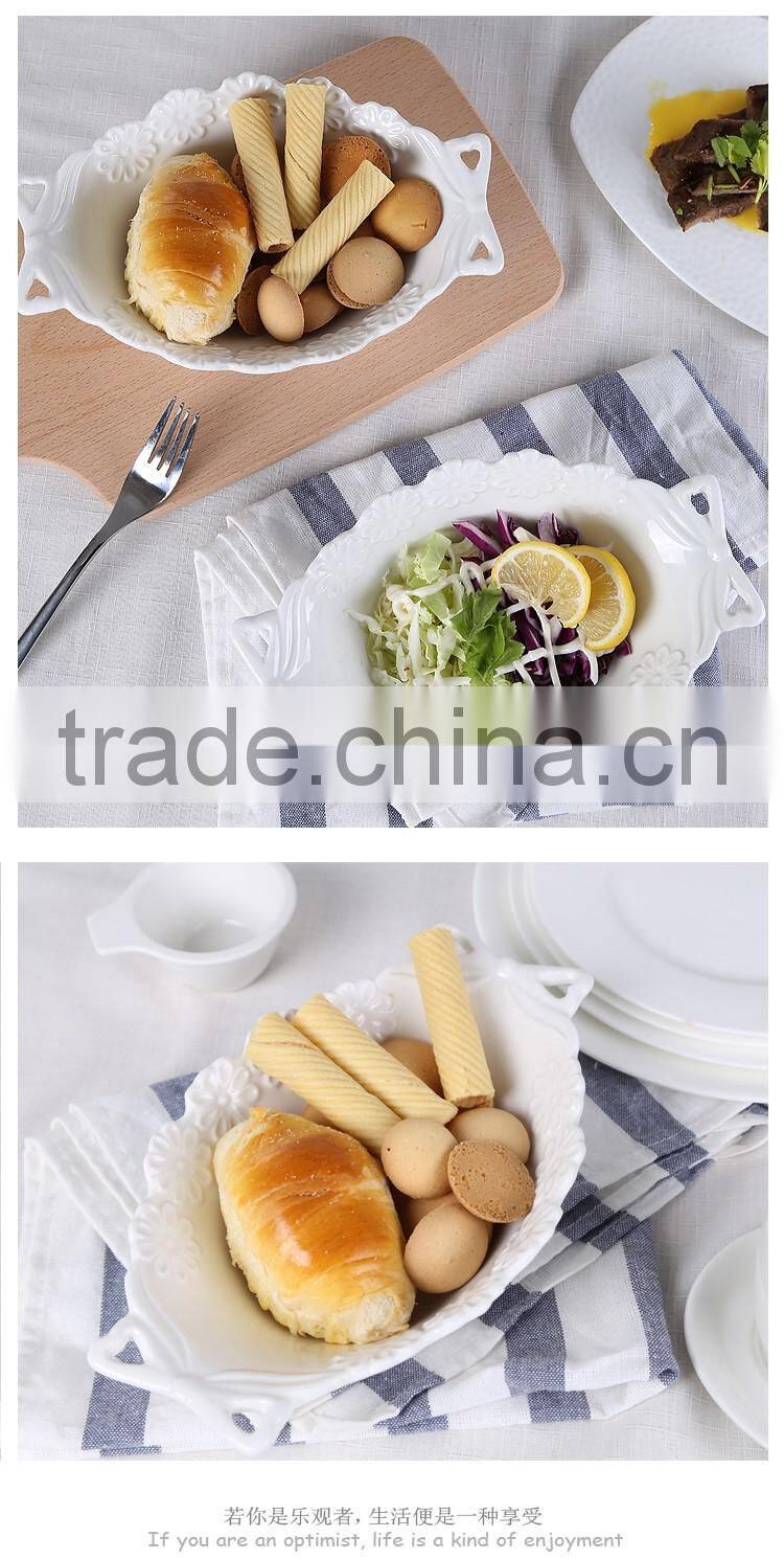 wholesale 600ml cheap customized white ceramic baking sala bowl