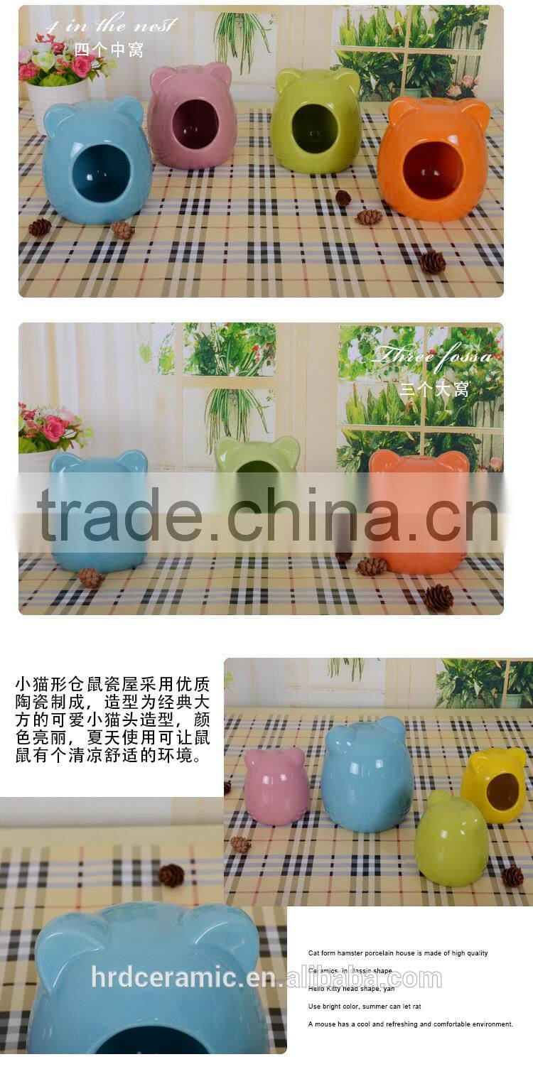 cat form hamster ceramic designer pet house