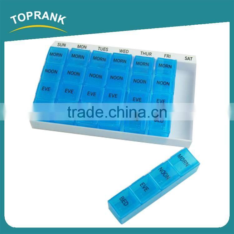 Toprank ABS Plastic Type Travel Pill Medicine Organizer 28 Compartments Portable Pill Dispenser 7 Days Weekly Pill Box