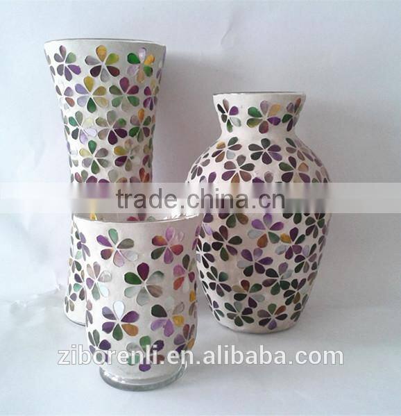 Color Flower Pattern Mosaic White Mud Murano Vases Antique China Import Items Decor for Home