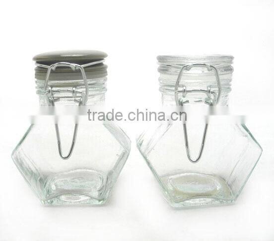 2016 zibo airtight clear cylinder pepper and salt jar with clamp lid for kitchen