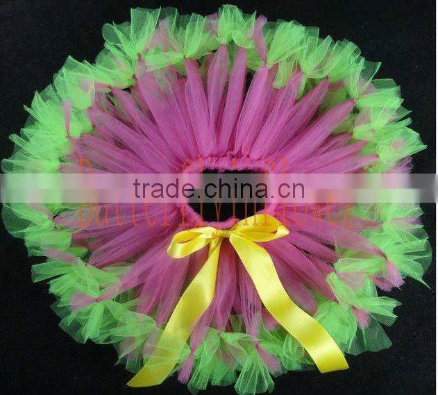 lime hot pink tutus with yellow silk ribbon