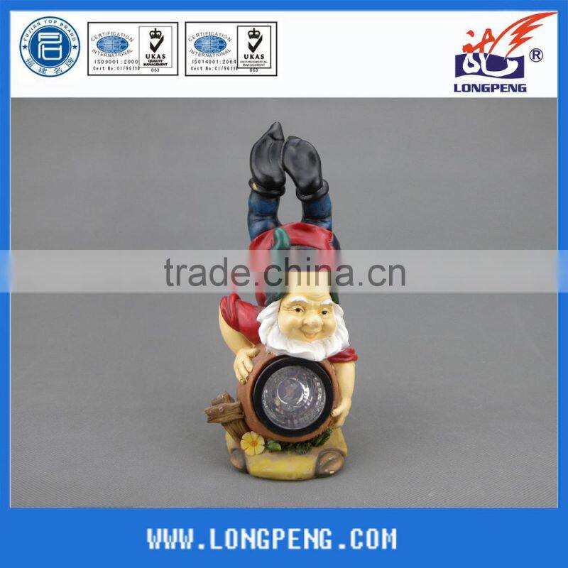 Chines Supplier Resin Solar Light Garden Lawn Dwarfs,Garden Gnome with Solar Light