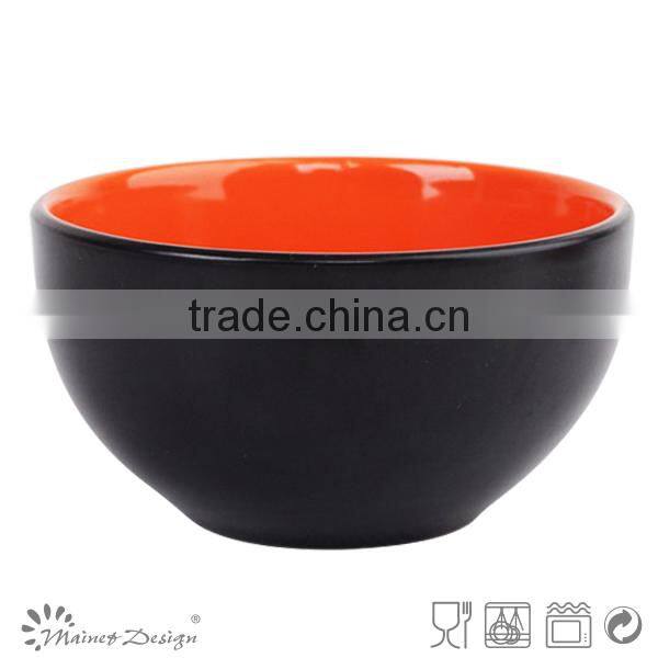 matt color round shape ceramic two tone soup bowl