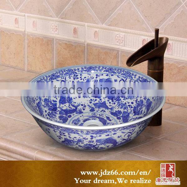 Jingdezhen traditional Blue and white ceramic kitchen sinks