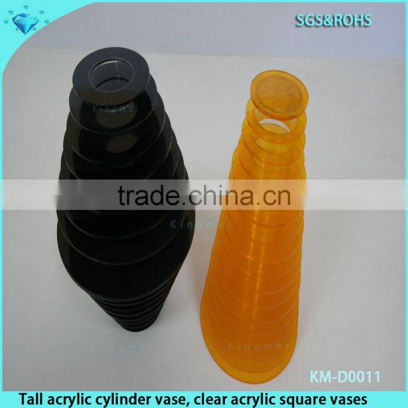 China manufacturer tall acrylic cylinder vase, Yellow acrylic square vases