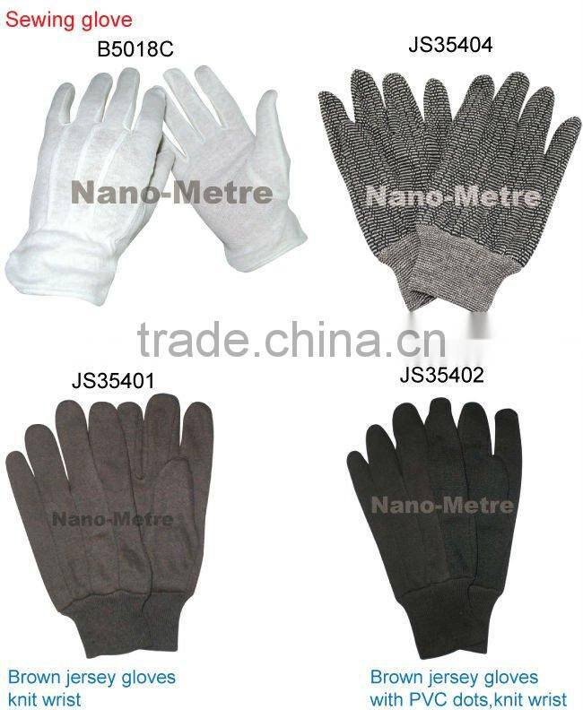 NMSAFETY 100% bleached cotton sewing safety glove/cotton knitted gloves/white gloves