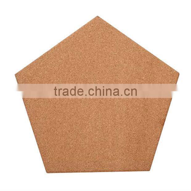 Quality different shape cork board,pentagon shaped cork board