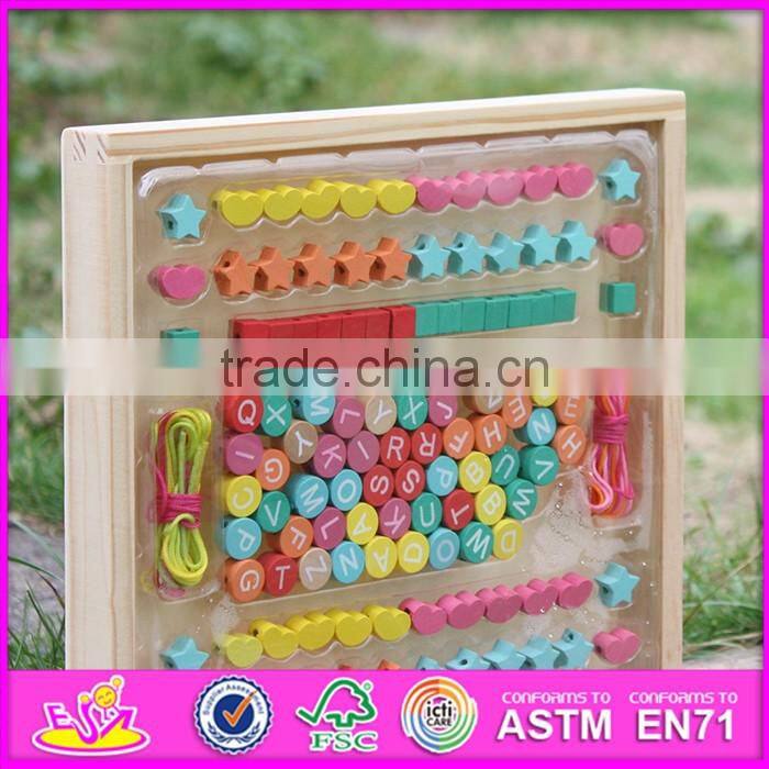 2016 new design funny wooden threading beads for toddlers W11E062