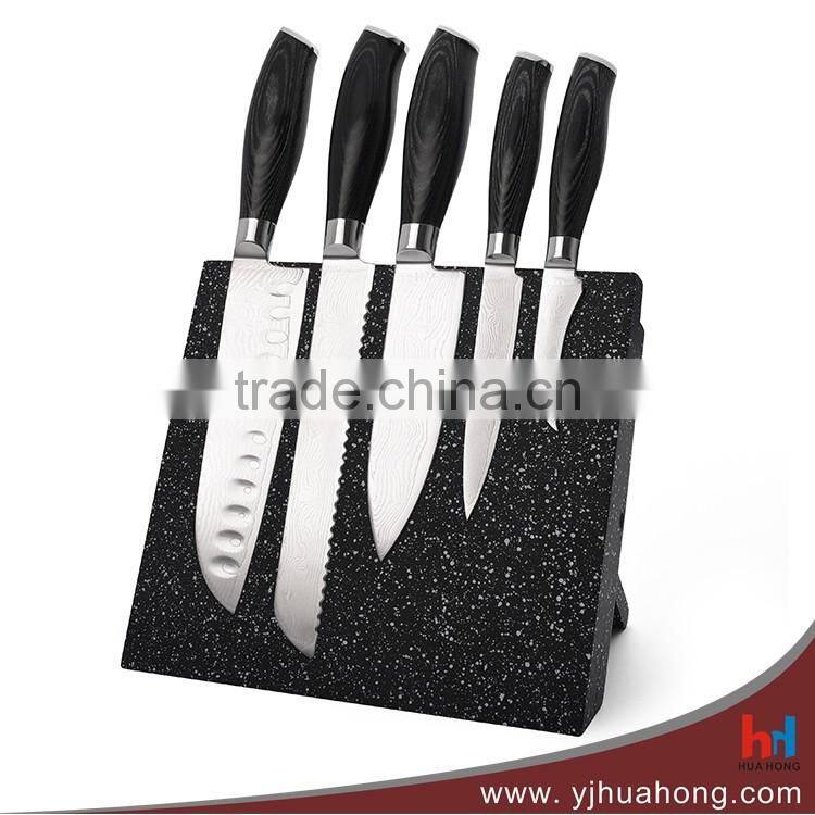 Wooden Handle Stainless Steel Knife Set with Bamboo Block
