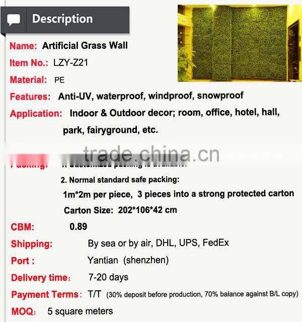 Hanging plants wall artificial green grass wall
