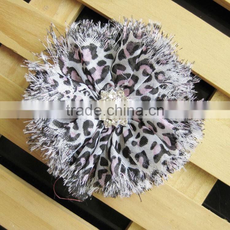 animal chifon flower with rhinestone in center for kids hair accessories