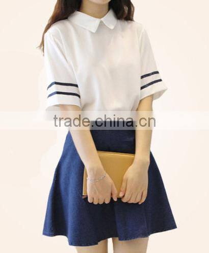 2017 OEM girl school uniform fashion shirt and dress