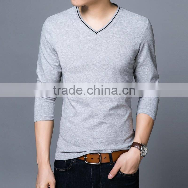 China factory V neck Blank Good Quality Long Sleeve Cotton Inner T Shirt In Bulk Sales