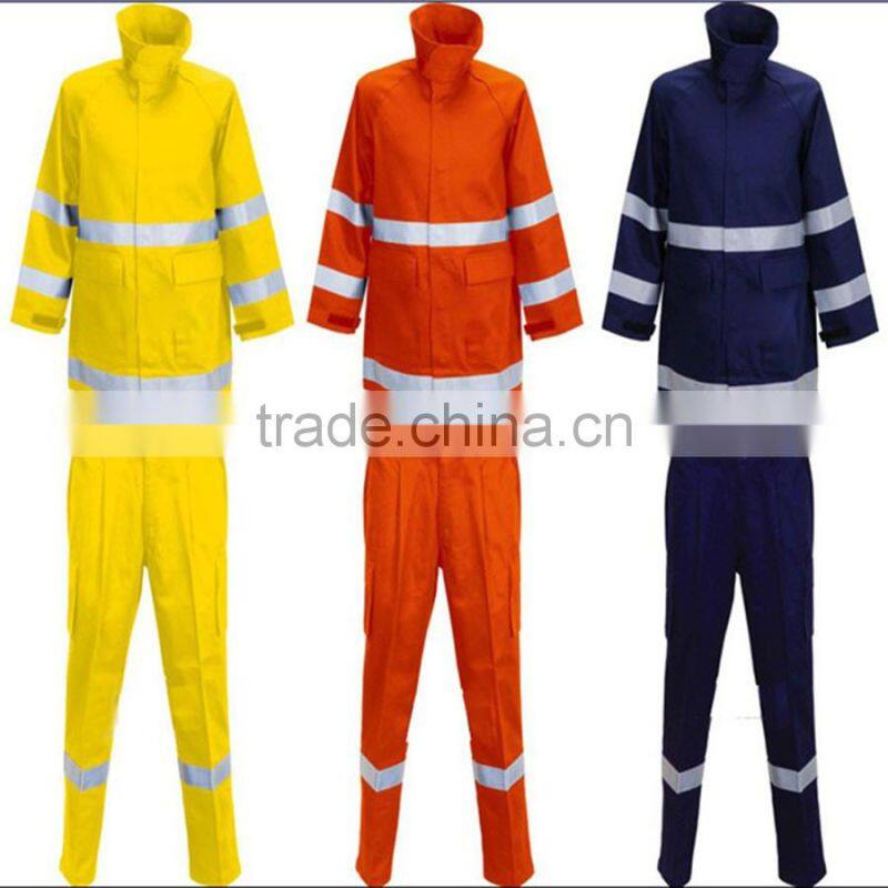 Custom high quality unisex orange reflective waterproof safty coverall uniform