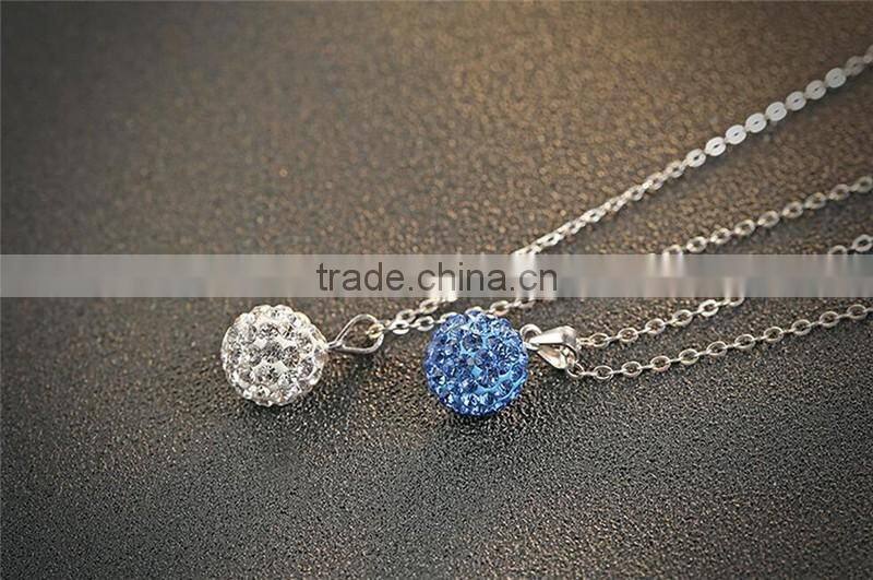 925 sterling silver fresh rhodium plated ball shape pendant necklace