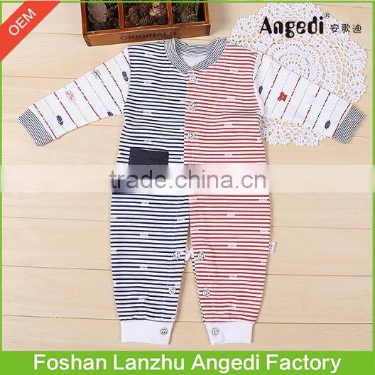 Baby clothing Baby Boys Stripe Snap-Up romper Feet cover Romper