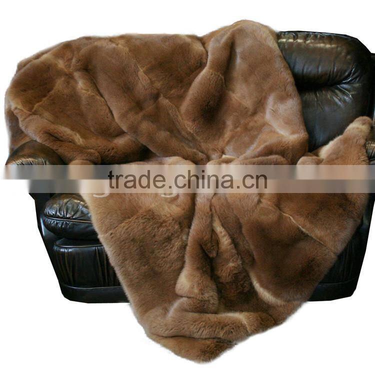 CX-D-08J Super Quality Winter Warm Real Rabbit Fur Wholesale China Blankets