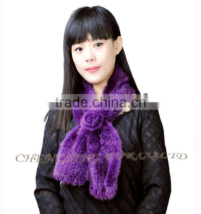 CX-S-82H Best Prices OEM Design Stock Fashion Knitted Mink Fur Ladies Scarf