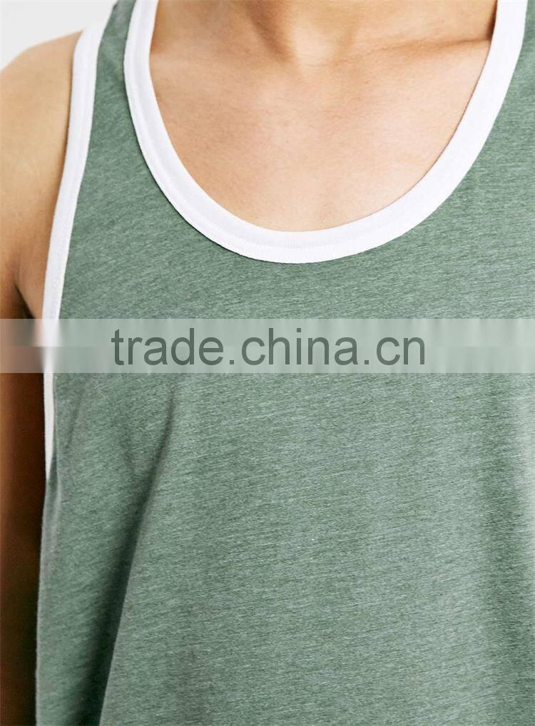 Trade assurance supplier cheap wholesale green and white ringer gym vest for men