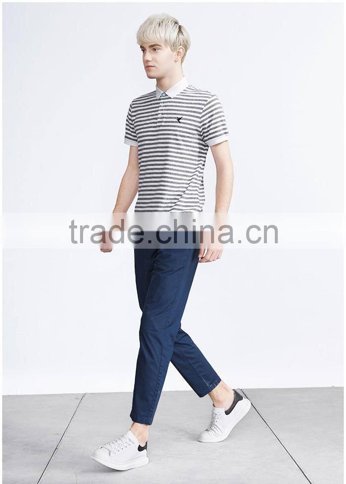 Stripe chest embroidery 100% cotton polo t-shirt