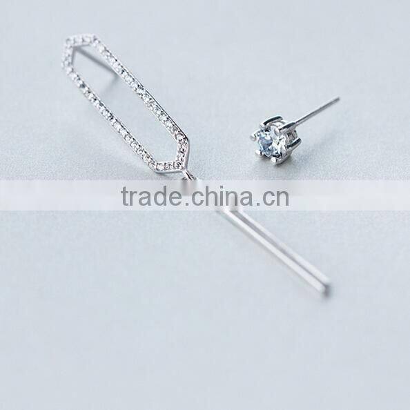F20063N Silver Irregular geometric shape Diamond Earring