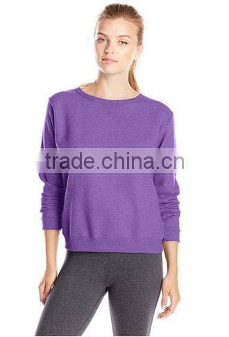 Factory Direct Wholesale Women's Cotton Poly Contrast Raglan Long Sleeve Pullover