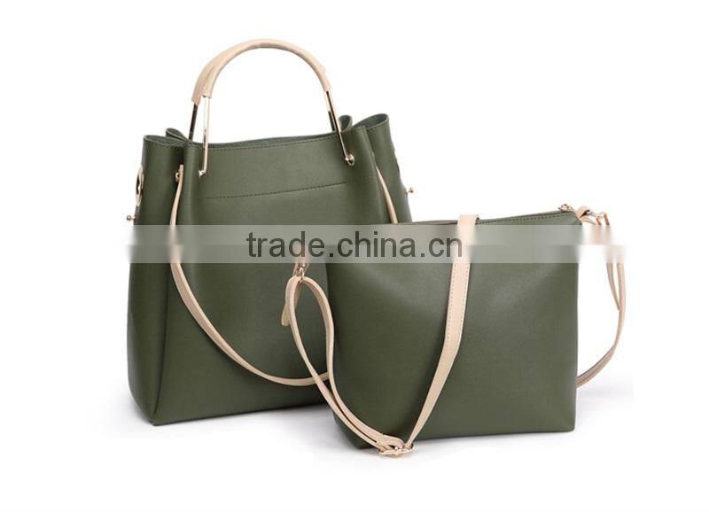 Army Green Metal Handle Handbag Fashion Messenger Bag
