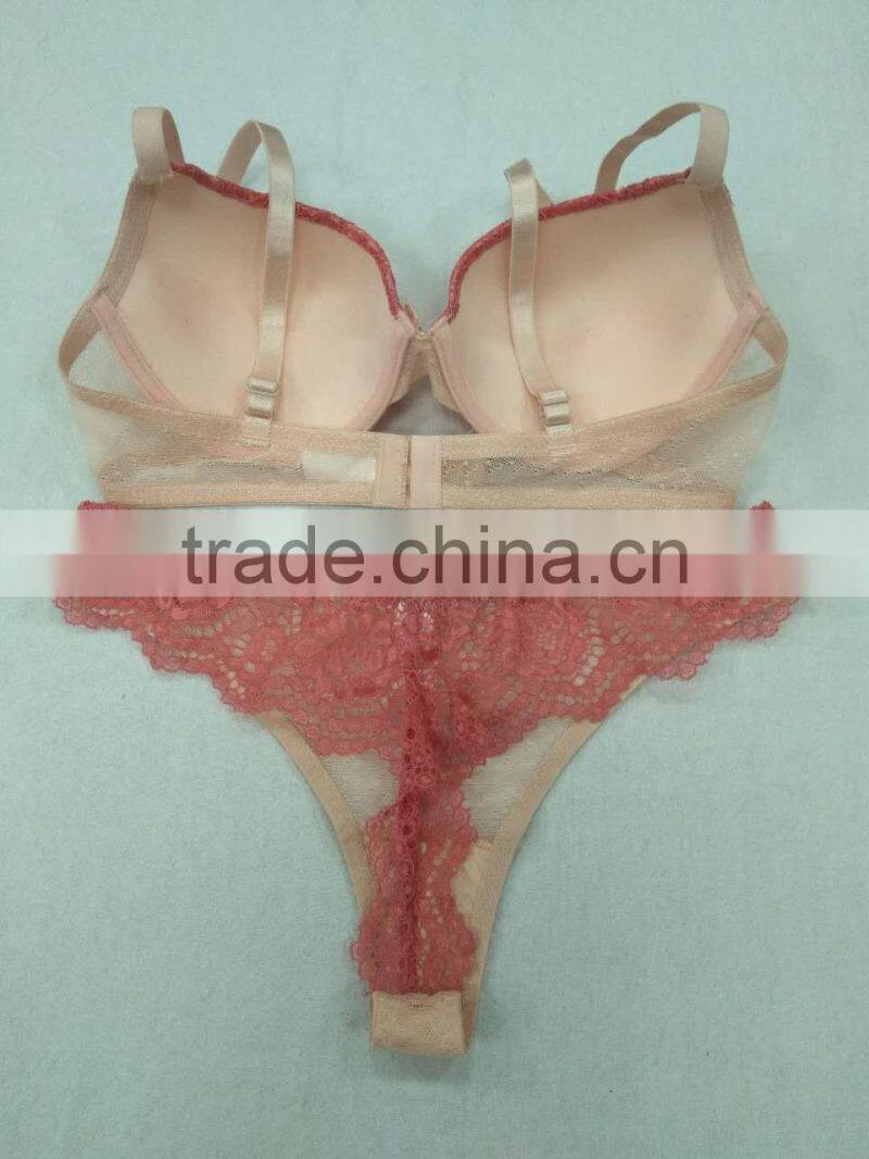 2017 Latest fashion women underwear bra panty set with lace high quality standard