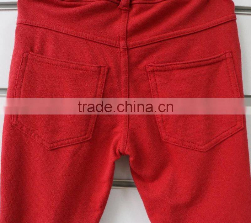 cotton spandex terry fabric children girl pants for outerwear