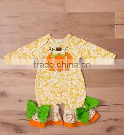 2017 new arrival Baby Girl pumpkin romper Autumn Winter Clothes Bady clothing Long Sleeve Newborn Boutique outfit