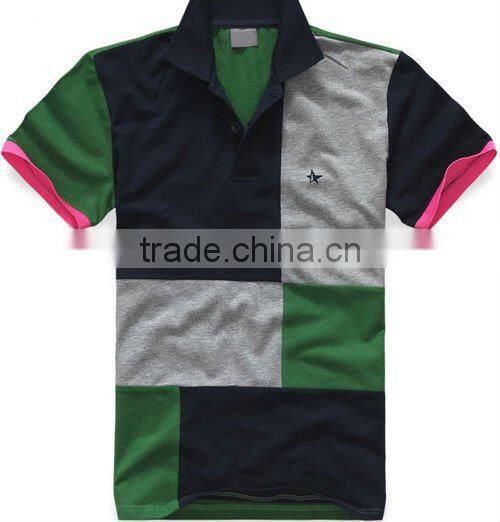 fashion apparel short sleeve jointing polo t-shirt for men