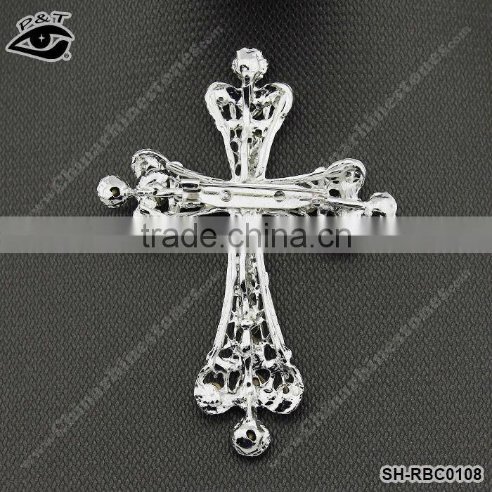 2013 New design Cross design rhinestone brooch for bridal