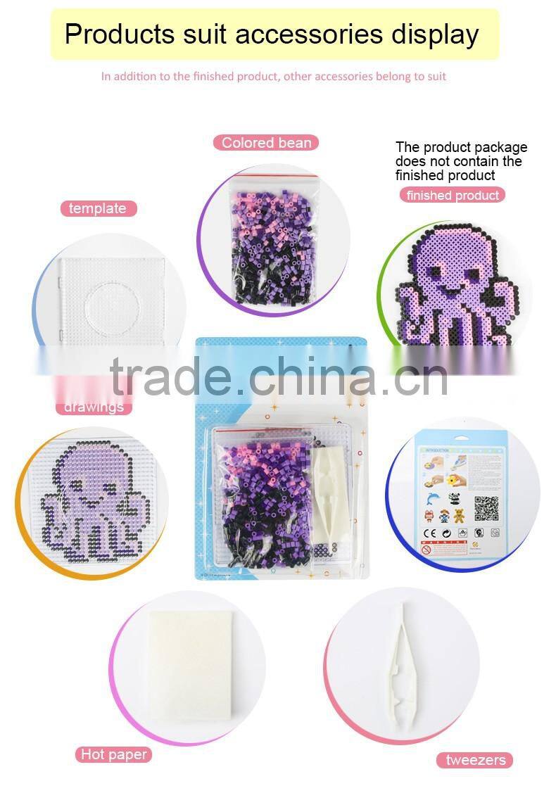 Diyfashion 5mm hama perler fuse beads Octopus set with puzzle iron paper and twezzer hama beads toys for kids 18032