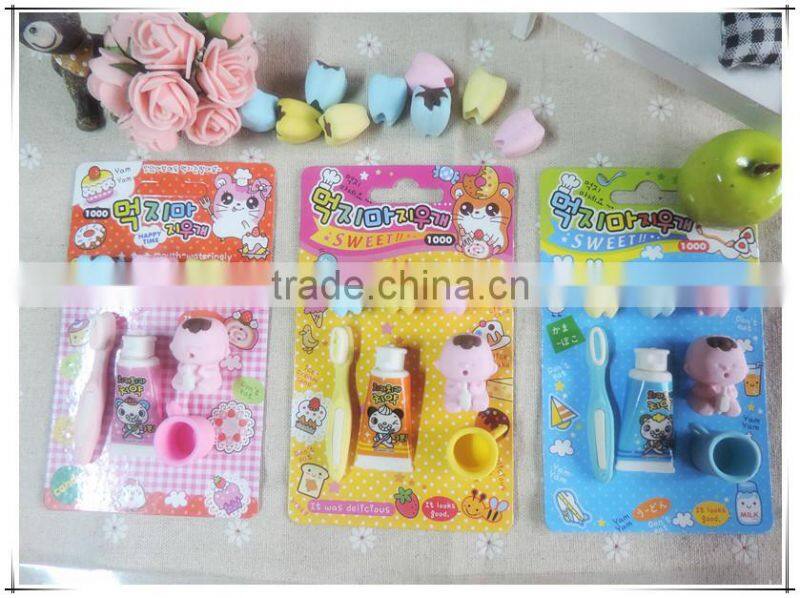 Cute 3D tooth baby wash shape erasers set