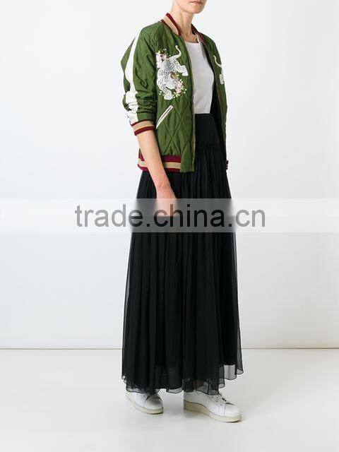 Custom Women 100% Silk Black Pleated Skirts,Fashion Summer Clothes Silk Pleated Skirts For Women