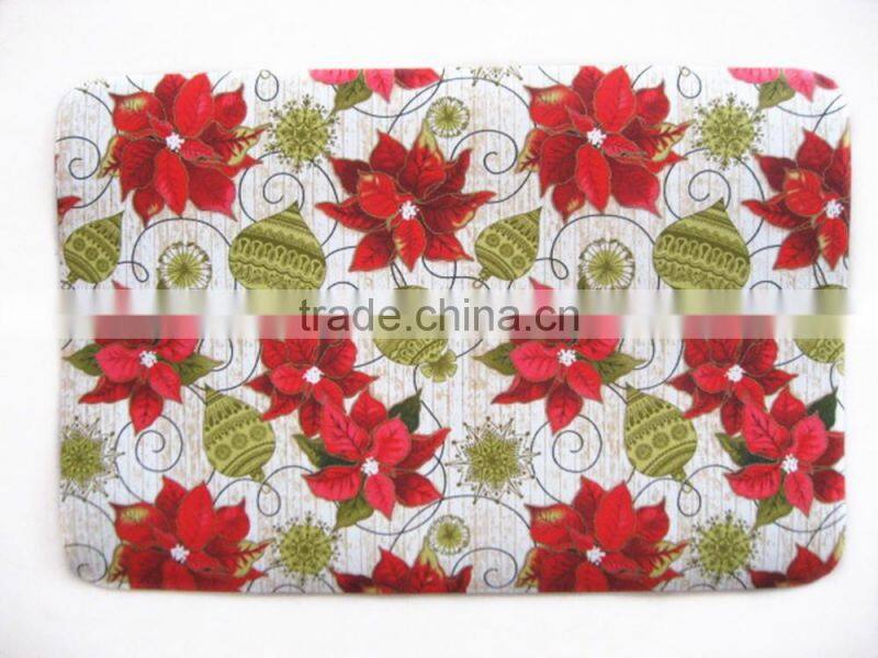 Christmas Flower Printed Mat EVA And Non Woven Fabric Placemat